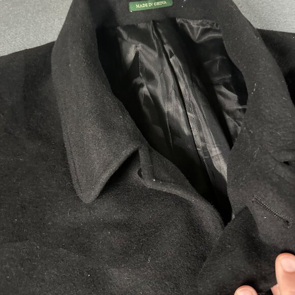 Lauren Ralph Lauren Wool Blend Overcoat Mens‎ 48R Black Jake Collared Jacket - Picture 6 of 14